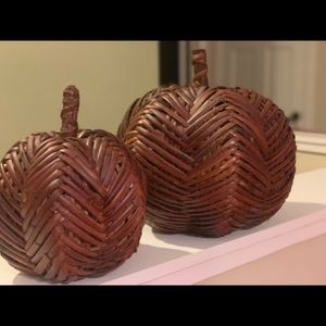 Wicker decorative pumpkins - set of two.